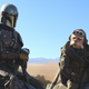 The Mandalorian (Pablo Pascal) and Kulil (voiced by Nick Nolte) journey across the desert.